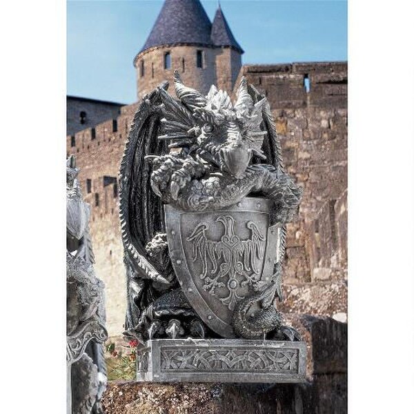 Statue Arthurian Dragon Large Shield Garden Decorative Fierce Sculpture